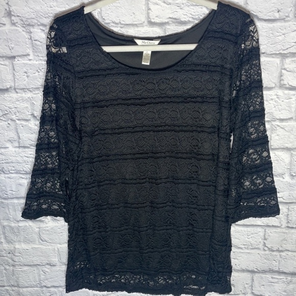 MaCherie Maternity Sheer Layered Lace Business Casual Stretch Cozy Blouse Top